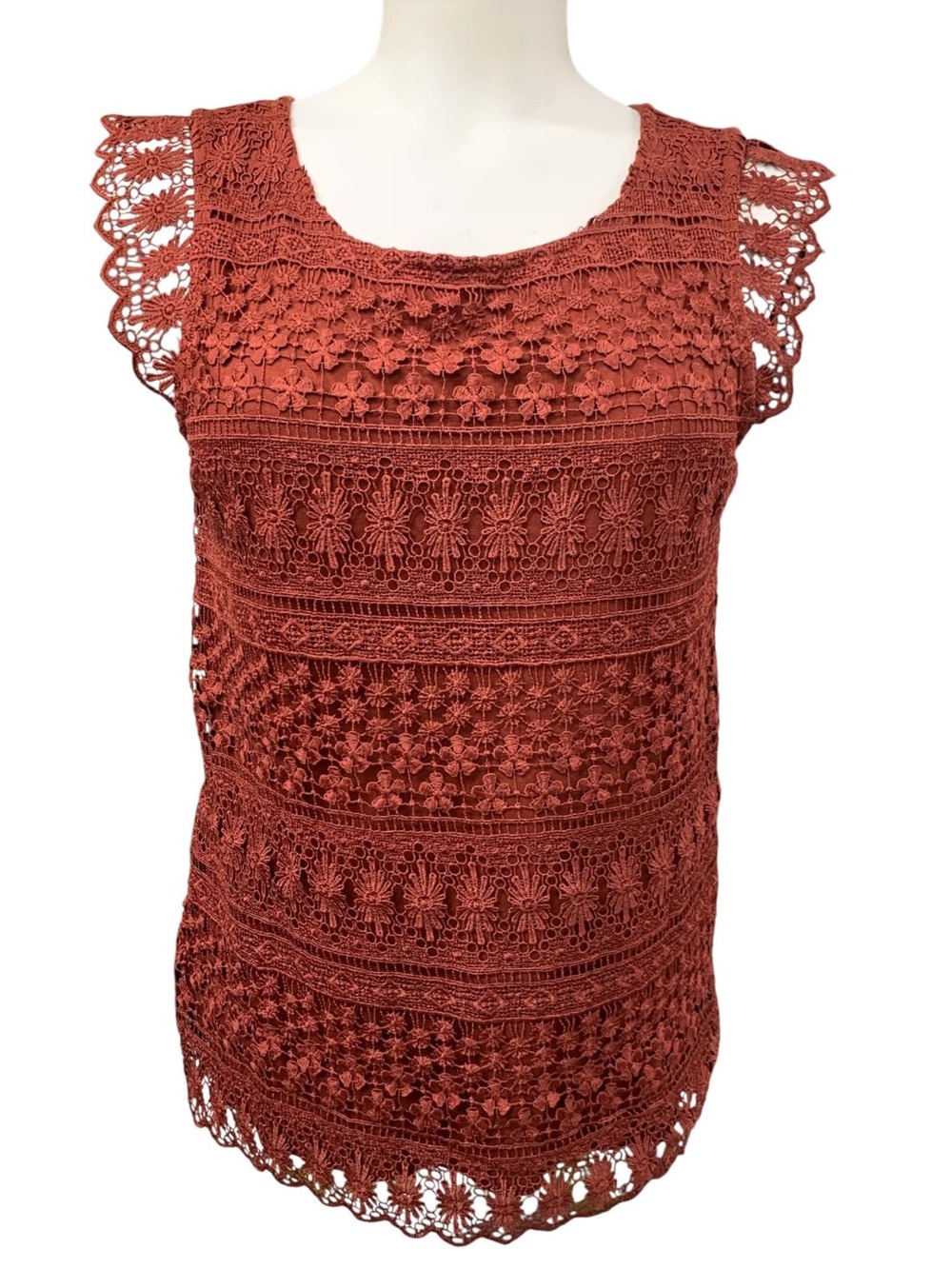 stradivarius Rust Crochet Lace Cap Sleeve Camisole Size M